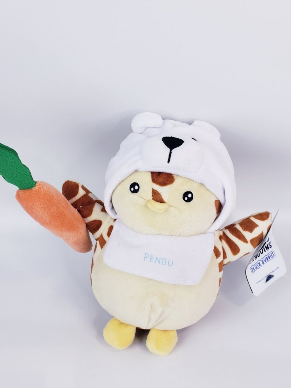 PUDGY PENGUINS 8" Plush Buddies Giraffe Penguin with Polar Bear Hat